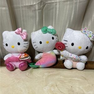 Lot of 3 Popular hello Kitty plush 6” lollipop, mermaid and ballerina